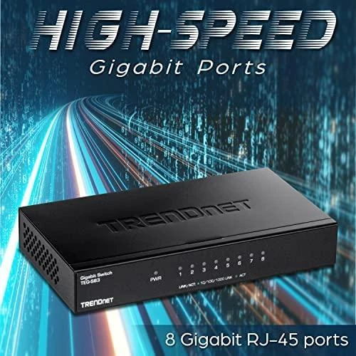 Šakotuvas TRENDNET 8-Port Gigabit Switch / w metalinis dėklas