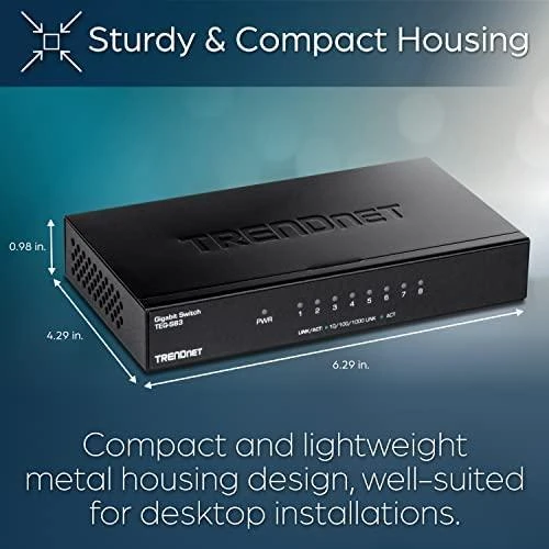 Šakotuvas TRENDNET 8-Port Gigabit Switch / w metalinis dėklas