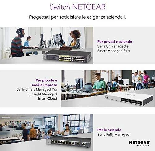 Serveris Netgear GS348PP Ne-valdomas Gigabit Ethernet (10/100/1000) Juoda Maitinimas per Eternetą (PoE)