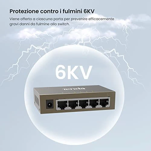 Šakotuvas Tenda TEG1005D tinklo jungiklis Nevaldomas Gigabit Ethernet (10/100/1000) Pilkas