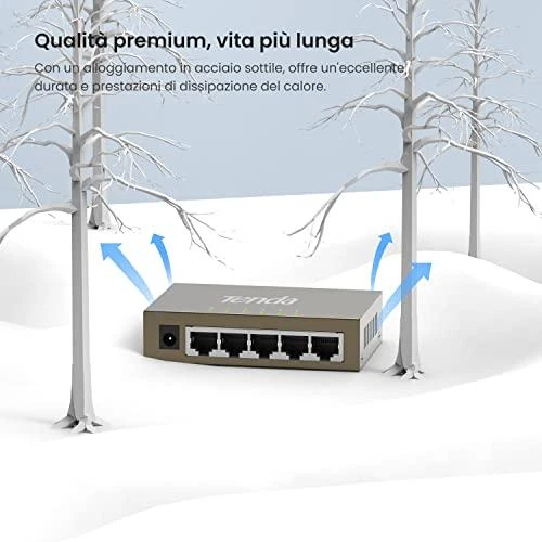 Šakotuvas Tenda TEG1005D tinklo jungiklis Nevaldomas Gigabit Ethernet (10/100/1000) Pilkas