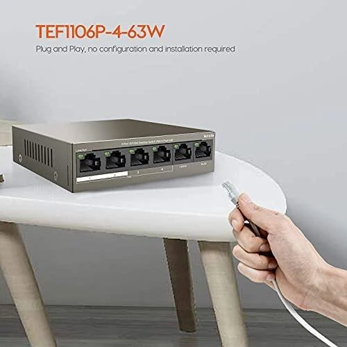 Šakotuvas Tenda TEF1106P-4-63W PoE adapter