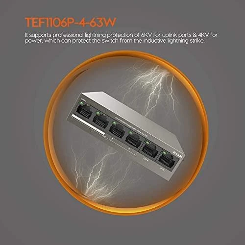 Šakotuvas Tenda TEF1106P-4-63W PoE adapter