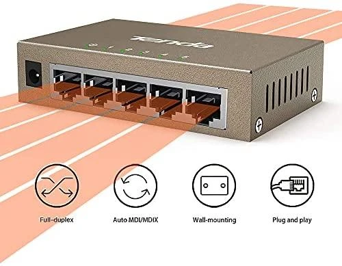 Šakotuvas Tenda TEG1005D tinklo jungiklis Nevaldomas Gigabit Ethernet (10/100/1000) Pilkas