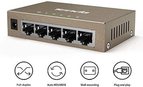 Šakotuvas Tenda TEG1005D tinklo jungiklis Nevaldomas Gigabit Ethernet (10/100/1000) Pilkas
