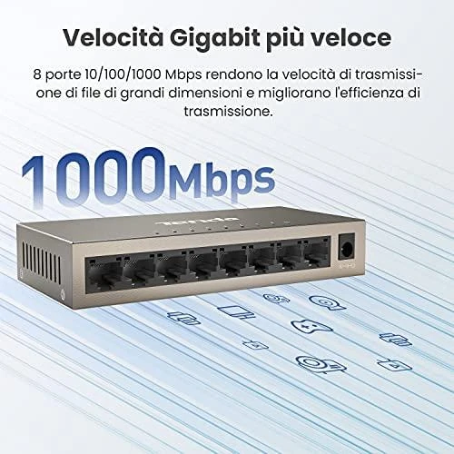 Šakotuvas „Tenda TEG1008M“ tinklo jungiklis „Gigabit Ethernet“ (10/100/1000)