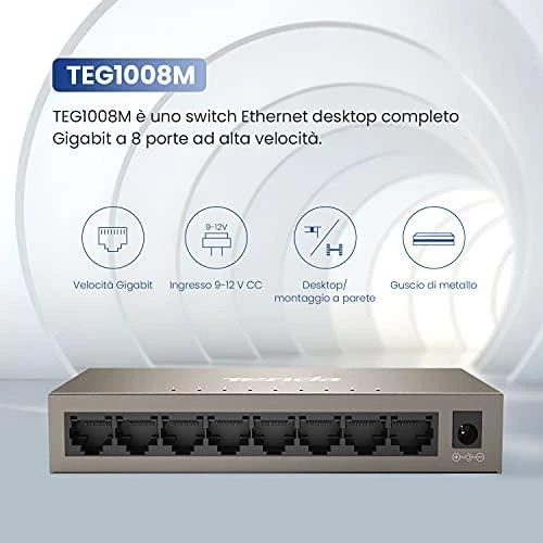 Šakotuvas „Tenda TEG1008M“ tinklo jungiklis „Gigabit Ethernet“ (10/100/1000)