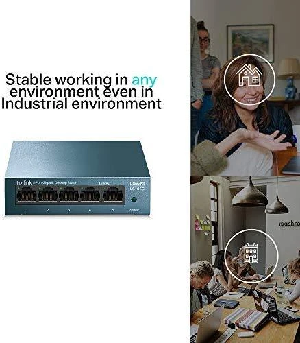 Šakotuvas TP-LINK LiteWave 5 prievadų gigabito darbalaukio komutatorius su 5 gigabito RJ45 prievadais, plieniniame korpuse