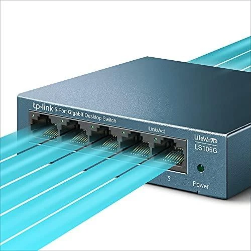 Šakotuvas TP-LINK LiteWave 5 prievadų gigabito darbalaukio komutatorius su 5 gigabito RJ45 prievadais, plieniniame korpuse