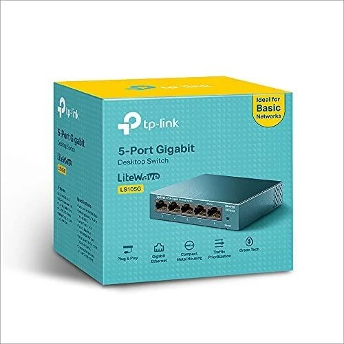 Šakotuvas TP-LINK LiteWave 5 prievadų gigabito darbalaukio komutatorius su 5 gigabito RJ45 prievadais, plieniniame korpuse