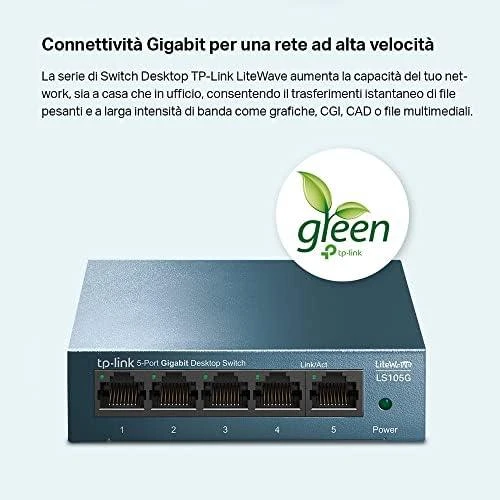 Šakotuvas TP-LINK LiteWave 5 prievadų gigabito darbalaukio komutatorius su 5 gigabito RJ45 prievadais, plieniniame korpuse