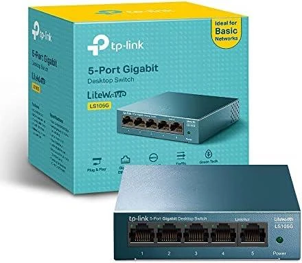 Šakotuvas TP-LINK LiteWave 5 prievadų gigabito darbalaukio komutatorius su 5 gigabito RJ45 prievadais, plieniniame korpuse