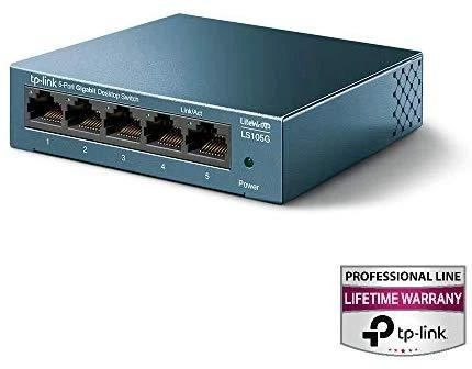 Šakotuvas TP-LINK LiteWave 5 prievadų gigabito darbalaukio komutatorius su 5 gigabito RJ45 prievadais, plieniniame korpuse