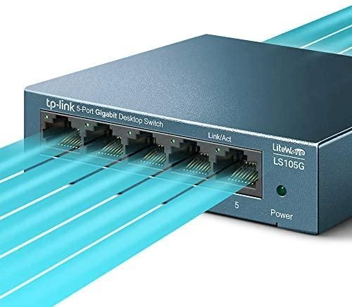 Šakotuvas TP-LINK LiteWave 5 prievadų gigabito darbalaukio komutatorius su 5 gigabito RJ45 prievadais, plieniniame korpuse