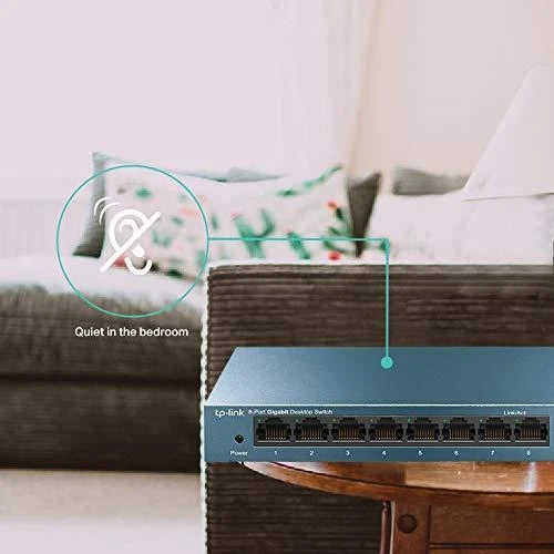 Šakotuvas TP-LINK LiteWave 8 prievadų gigabito darbalaukio komutatorius su 8 gigabito RJ45 prievadais, plieniniame korpuse