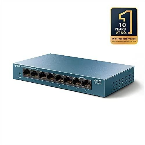 Šakotuvas TP-LINK LiteWave 8 prievadų gigabito darbalaukio komutatorius su 8 gigabito RJ45 prievadais, plieniniame korpuse