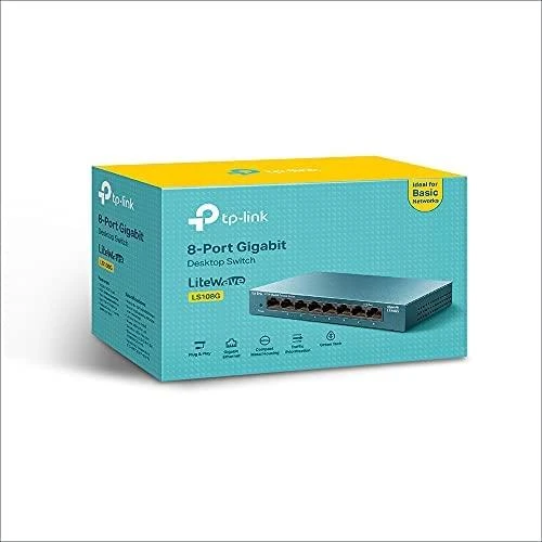 Šakotuvas TP-LINK LiteWave 8 prievadų gigabito darbalaukio komutatorius su 8 gigabito RJ45 prievadais, plieniniame korpuse