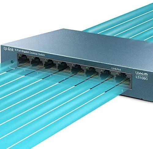 Šakotuvas TP-LINK LiteWave 8 prievadų gigabito darbalaukio komutatorius su 8 gigabito RJ45 prievadais, plieniniame korpuse
