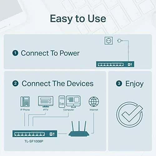 Šakotuvas TP-LINK 8 prievadų PoE jungiklis 4 PoE prievadai