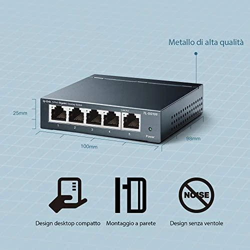 Šakotuvas Komutatorius TP-LINK, 5-port, metalinis korpusas, juodas / TL-SG105