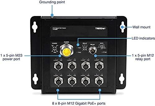Šakotuvas Jungiklis TRENDnet TRENDnet jungiklis 8 prievadų Gbit Industrial PoE+ EN50155 M12