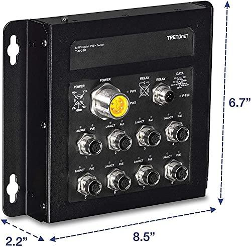 Šakotuvas Jungiklis TRENDnet TRENDnet jungiklis 8 prievadų Gbit Industrial PoE+ EN50155 M12