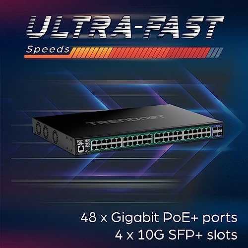 Šakotuvas Switch TRENDnet TRENDnet 52-Port Gigabit Web Smart 740W PoE+ Switch 10G SFP+
