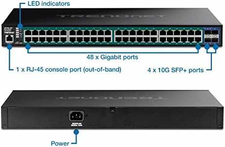 Šakotuvas Switch TRENDnet TRENDnet 52-Port Gigabit Web Smart 740W PoE+ Switch 10G SFP+