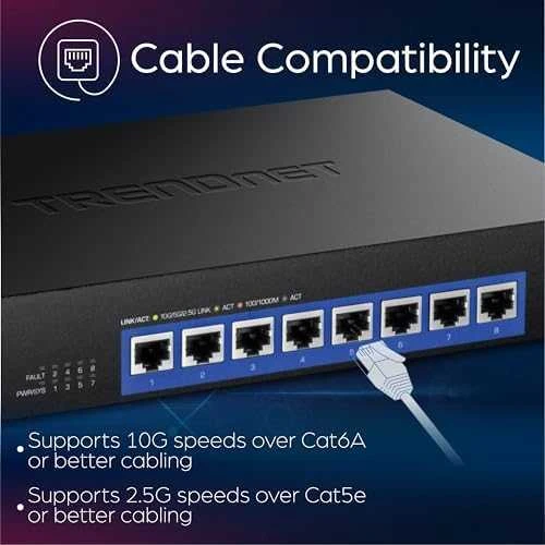Šakotuvas Trendnet 8-PORT 10G SWITCH - PORTS/ 160 GBPS SWITCHING CAPACI