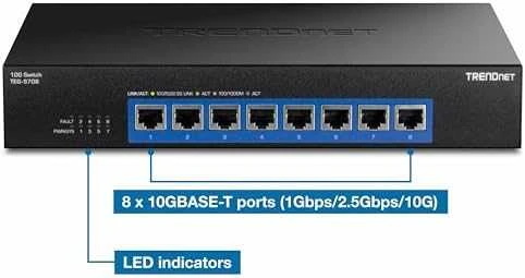 Šakotuvas Trendnet 8-PORT 10G SWITCH - PORTS/ 160 GBPS SWITCHING CAPACI