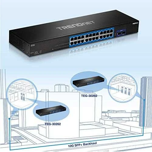 Šakotuvas Switch TRENDnet TEG-30262 24-portowy Gigabit 2x10G SFP