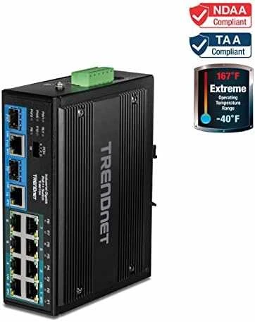 Šakotuvas Switch TRENDnet TI-BG104 10-portowy pramoninis Gigabit PoE DIN Rail niezarządzany