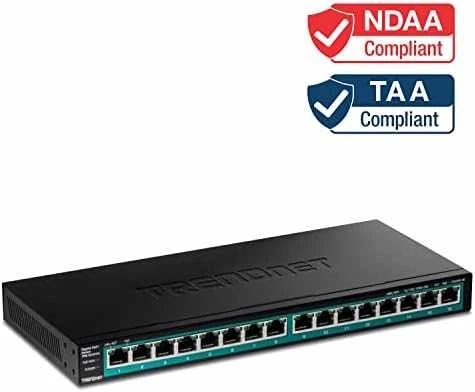 Šakotuvas TRENDnet 16 prievadų Gigabit PoE+ jungiklis (123 W)