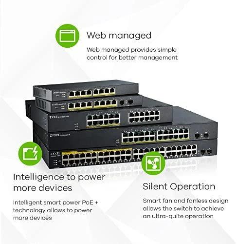 Šakotuvas ZYXEL GS1900-48 V2, 48-PORT GBE L2 SMART SWITCH, RACKMOUNT (5Y WARRANTY)