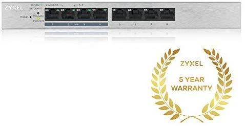 Šakotuvas „Zyxel 8 Port Gigabit PoE+“ žiniatinkliu valdomas jungiklis, 4x PoE, 60 vatų