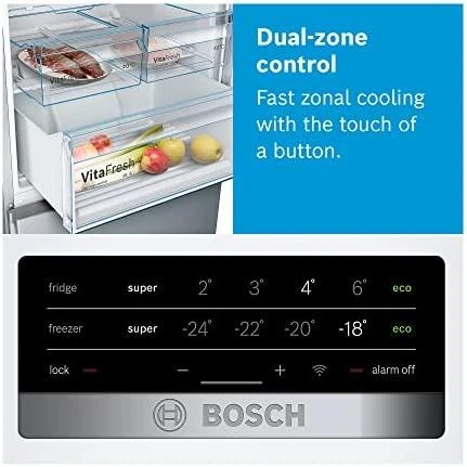 Bosch ‎KGN49XWEA KGN49XWEA Serija 4, Laisvai statomas šaldytuvas-šaldiklis su šaldiklio skyriumi apačioje, 203 x 70 cm, Baltas, Total No Frost