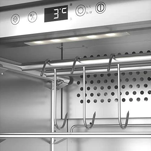 Caso | Sauso brandinimo spinta su kompresorine technologija | DryAged Master 63 | Energijos vartojimo efektyvumo klasė netaikoma | Maisto brandinimo spinta su kompresorine technologija | Laisvai pastatoma | Butelių talpa netaikoma | Aušinimo tipas: kompresorinė technologija | Nerūdijantis plienas