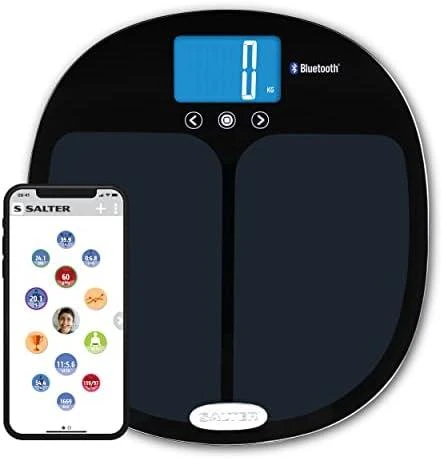 Salter 9192 BK3R Curve Bluetooth išmaniosios vonios svarstyklės, juodos