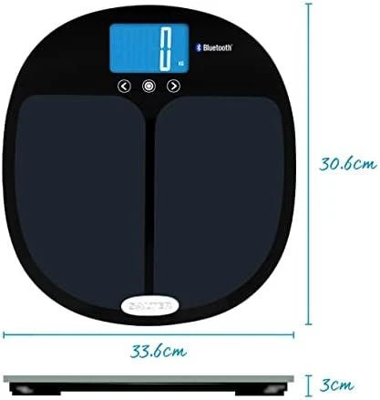 Salter 9192 BK3R Curve Bluetooth išmaniosios vonios svarstyklės, juodos