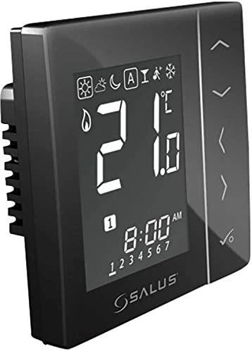 Salus bezvadu termostats VS10BRF 230V, programmējams, iebūvējams, juodas