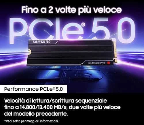 Samsung 9100 PRO | 4000 GB | SSD form factor M.2 2280 | Solid-state drive sąsaja PCIe 5.0x4 | Skaitymo greitis 14800 MB/s | Rašymo greitis 13400 MB/s