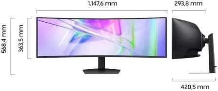 Monitorius - Samsung ViewFinity S9 S49C950UAU 49", Lenktas, Dual QHD, KVM, Juodas