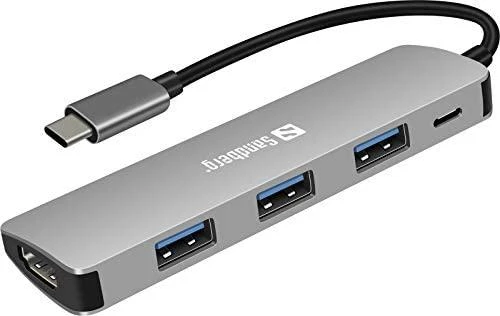 Sandberg USB-C daugiafunkcis adapteris šoniniu kampu