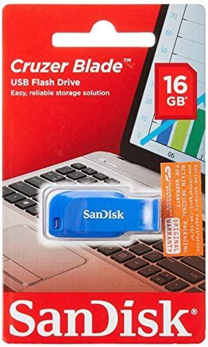 „SanDisk Cruzer Blade“ USB atmintinė, 16 GB, elektrinė, Mėlyna, EAN: 619659141059