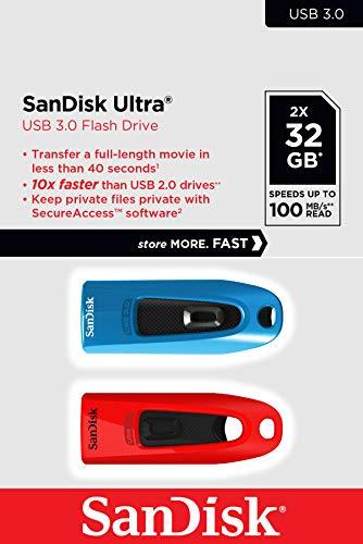 Sandisk ULTRA 32 GB USB FLASH DRIVE - USB 3.0 UP TO 100MB/S TWIN PACK