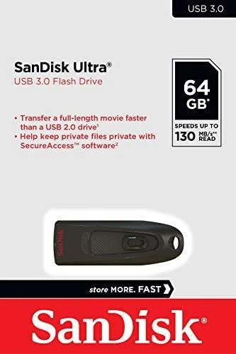 USB laikmena SanDisk Cruzer Ultra 64GB USB 3.0 130 MB/s