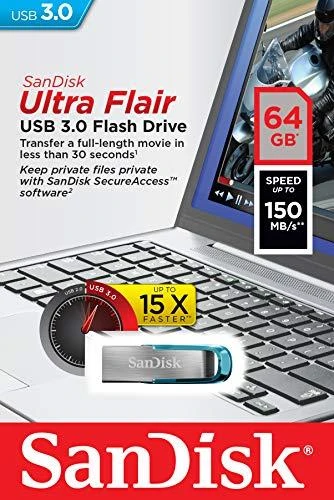 USB laikmena SanDisk 64GB Ultra Flair USB 3.0 150 MB/s