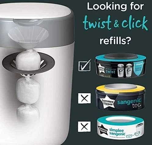 TOMMEE TIPPEE kasetės sauskelnių konteineriui Sangenic Twist Refil, 3vnt., 85100702