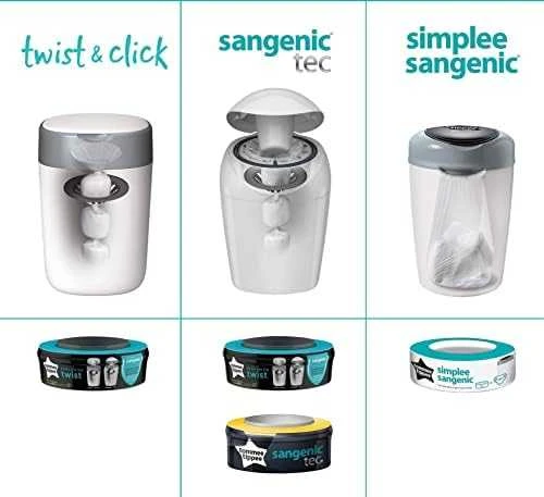 TOMMEE TIPPEE kasetės sauskelnių konteineriui Sangenic Twist Refil, 3vnt., 85100702