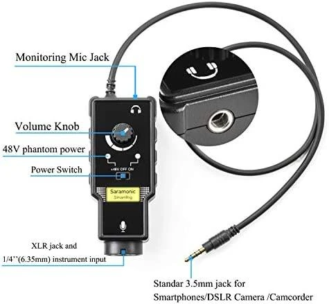 Garso Adapteris - Saramonic SmartRig II XLR/Jack Įėjimas su Phantom Maitinimu